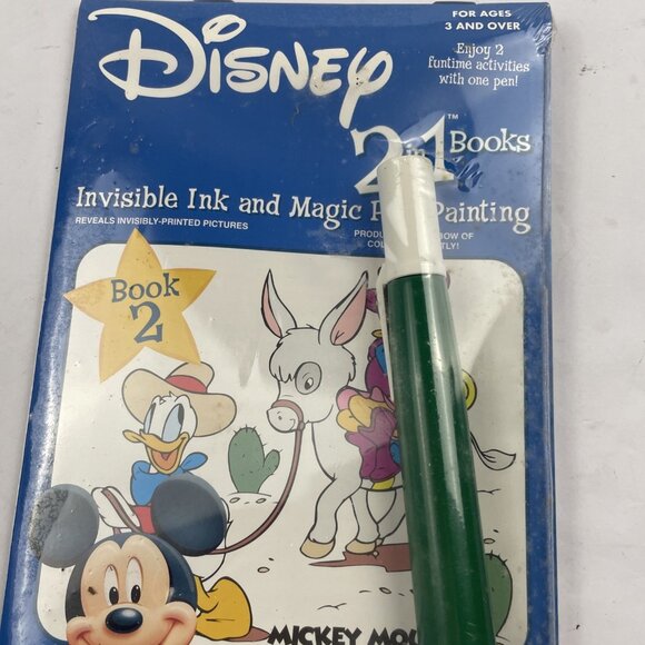 Disney Mickey Mouse 2 In 1 Books Invisible Ink Magic Pen Painting Book Set Of 2 - Picture 6 of 8
